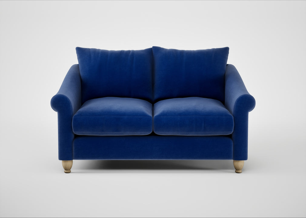 Devon 2 Seater Sofa Smart Luxe Velvet Azure / Natural