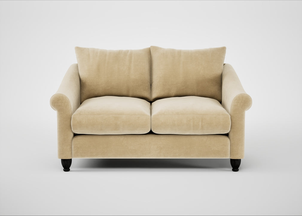 Devon 2 Seater Sofa Smart Luxe Velvet Biscuit / Black