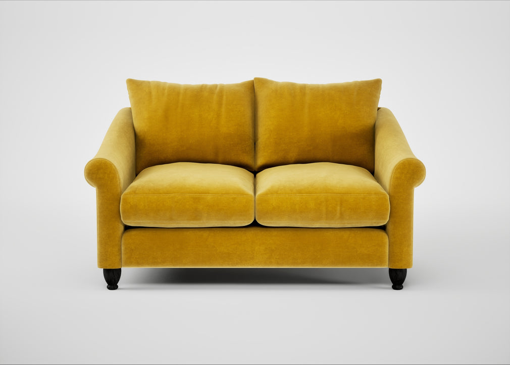 Devon 2 Seater Sofa Smart Luxe Velvet Canary / Black