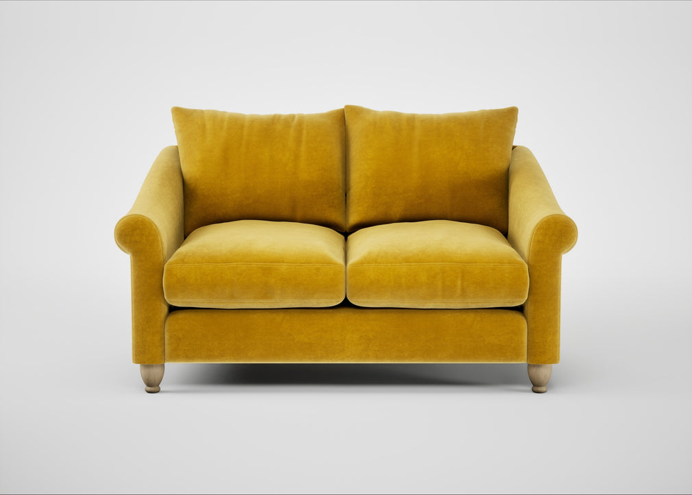 Devon 2 Seater Sofa Smart Luxe Velvet Canary / Natural