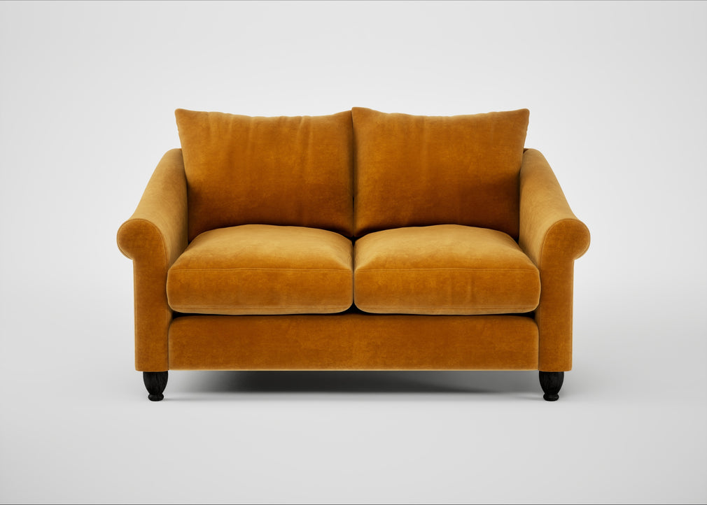 Devon 2 Seater Sofa Smart Luxe Velvet Cognac / Black