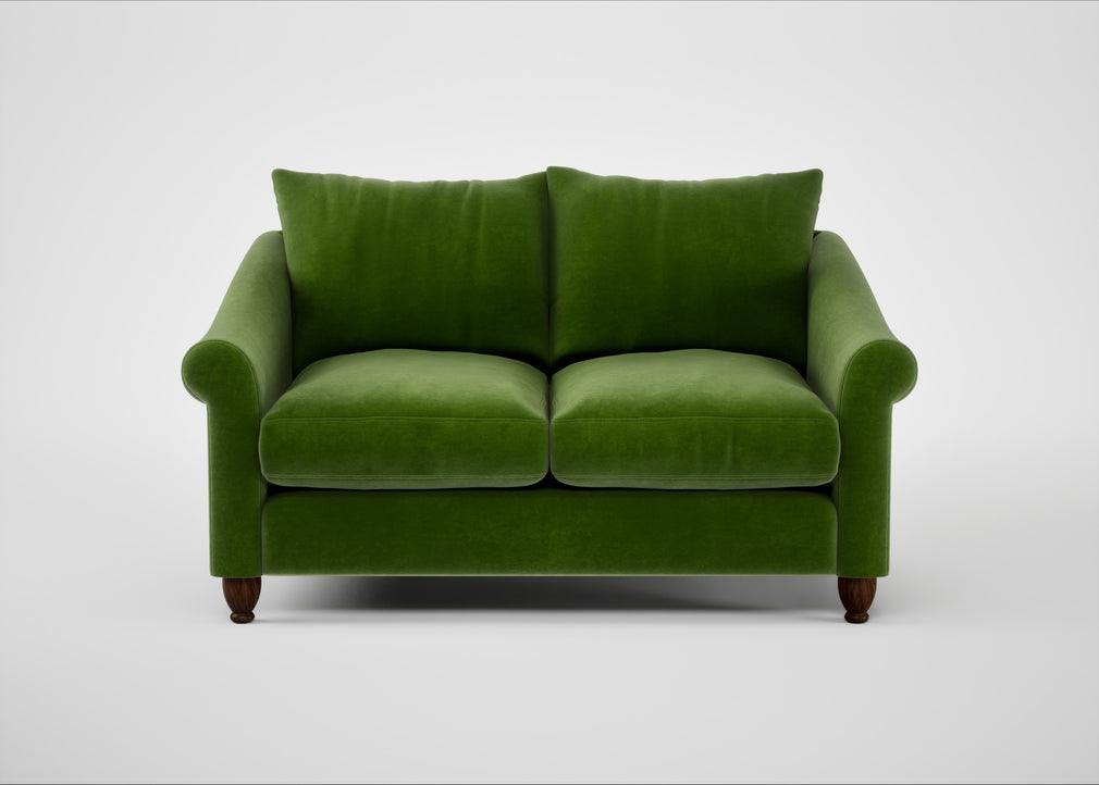 Devon 2 Seater Sofa Smart Luxe Velvet Grass / Walnut Stained