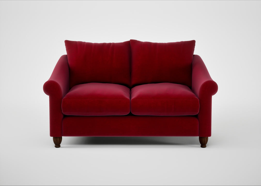 Devon 2 Seater Sofa Smart Luxe Velvet Mulberry / Walnut Stained