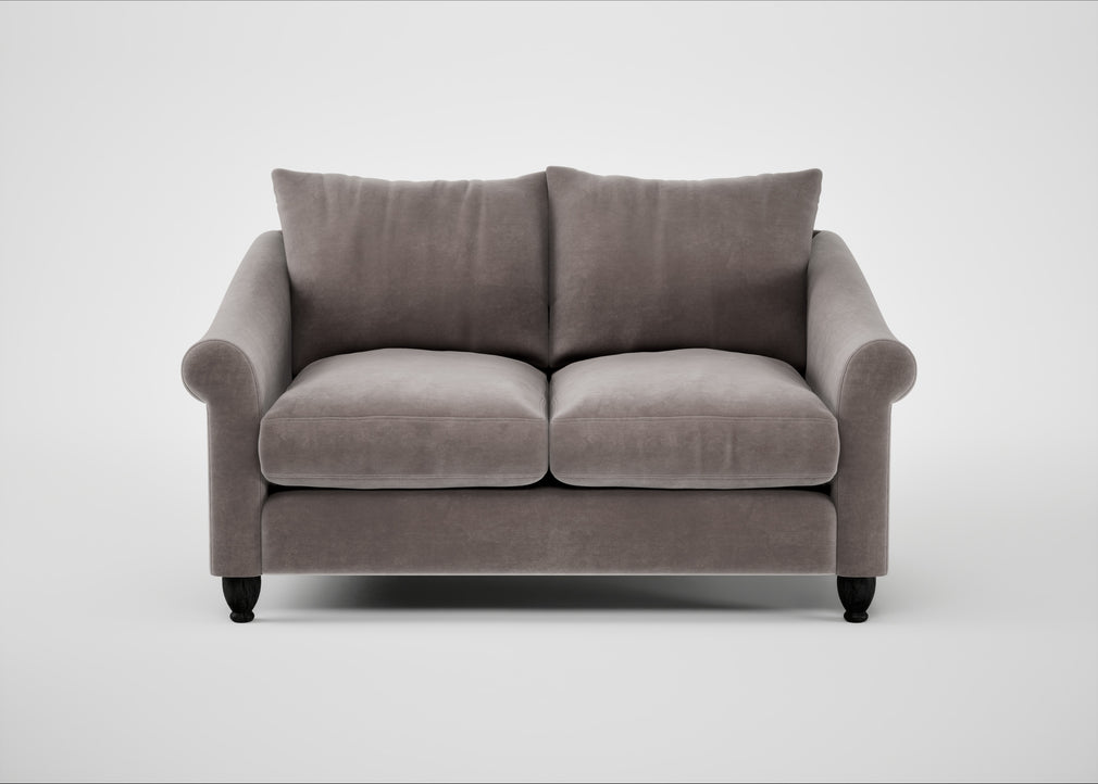 Devon 2 Seater Sofa Smart Luxe Velvet Mushroom / Black