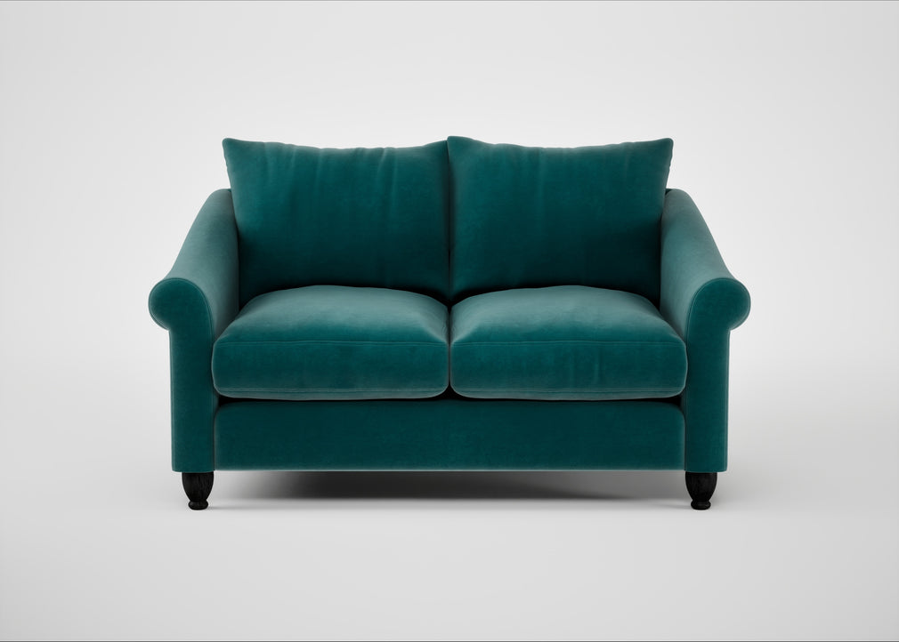 Devon 2 Seater Sofa Smart Luxe Velvet Ocean Green / Black