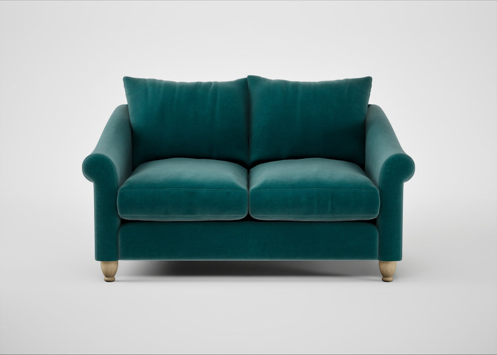 Devon 2 Seater Sofa Smart Luxe Velvet Ocean Green / Natural