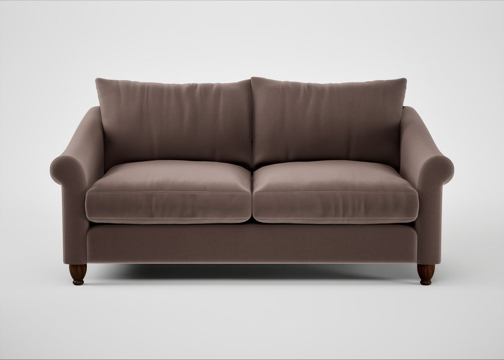 Devon 3 Seater Sofa Smart Velvet Mouse / Walnut Stained