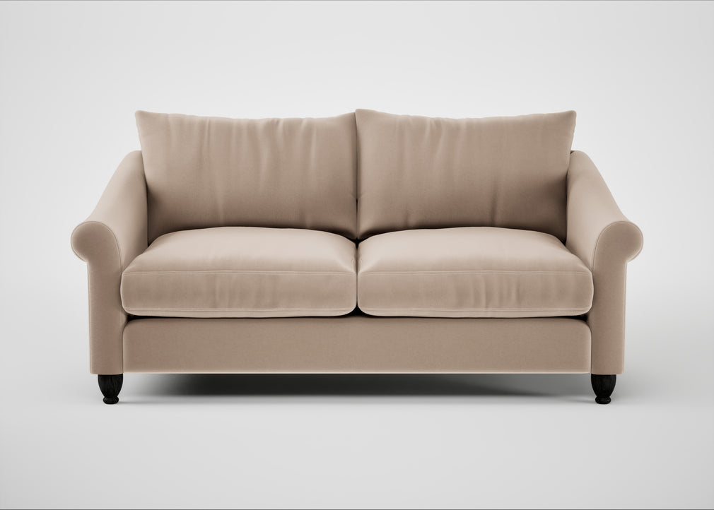 Devon 3 Seater Sofa Smart Velvet Pebble / Black