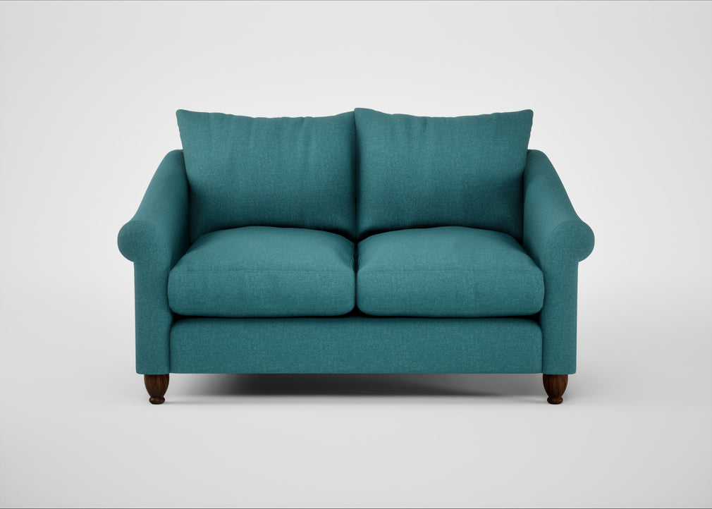 Devon 2 Seater Sofa Brushed Cotton Cadet / Walnut Stained