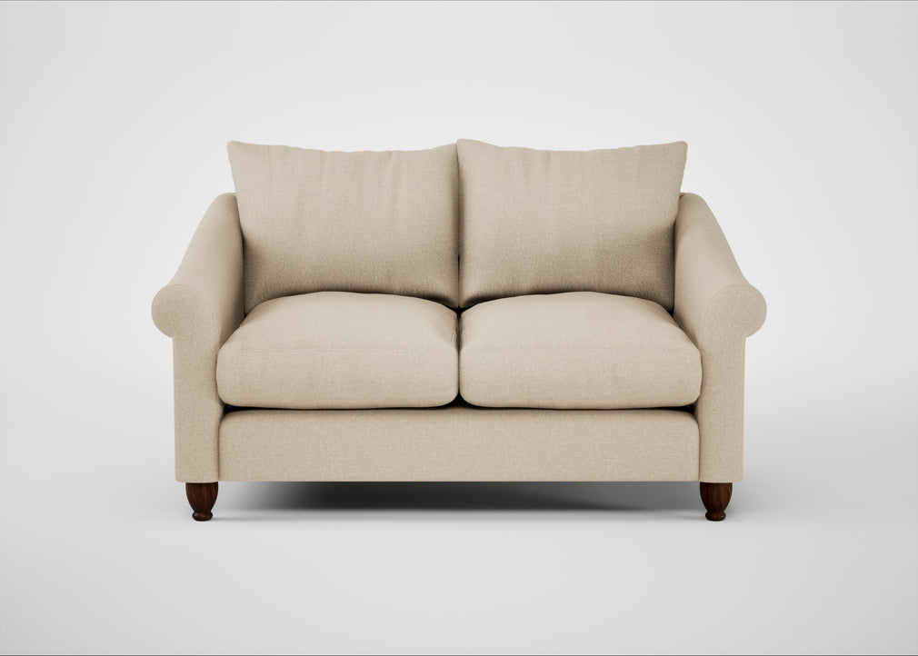 Devon 2 Seater Sofa Brushed Cotton Oat / Walnut Stained