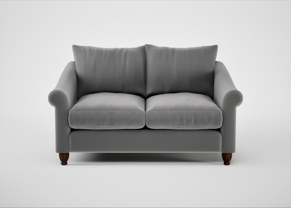 Devon 2 Seater Sofa Smart Velvet Mercury / Walnut Stained