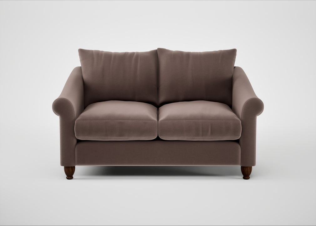 Devon 2 Seater Sofa Smart Velvet Mouse / Walnut Stained