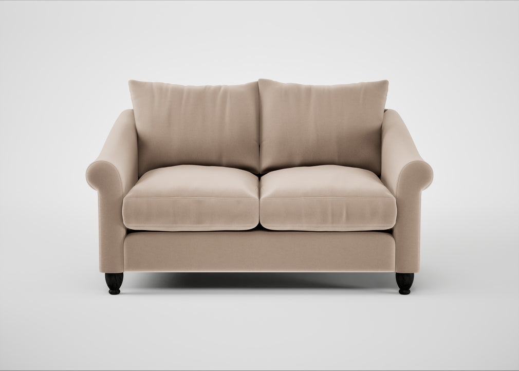 Devon 2 Seater Sofa Smart Velvet Pebble / Black