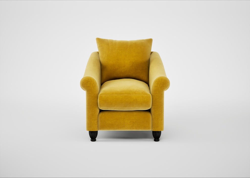 Devon Armchair Smart Luxe Velvet Canary / Black