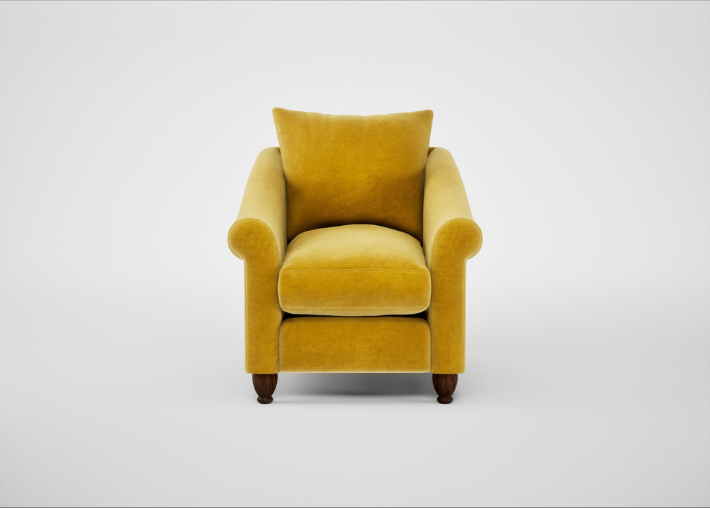 Devon Armchair Smart Luxe Velvet Canary / Walnut Stained