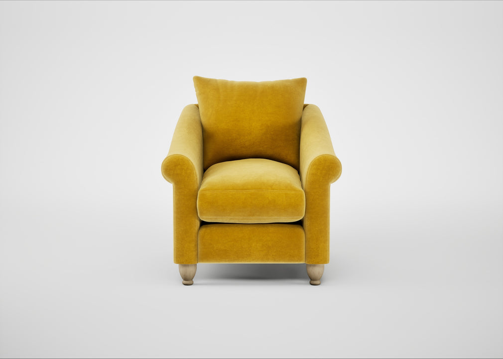 Devon Armchair Smart Luxe Velvet Canary / Natural