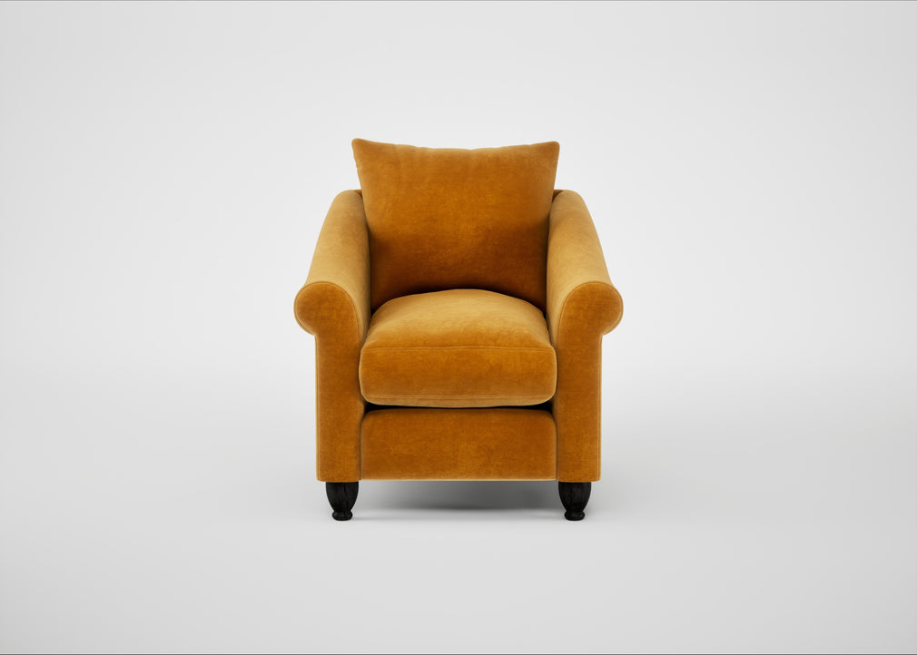 Devon Armchair Smart Luxe Velvet Cognac / Black