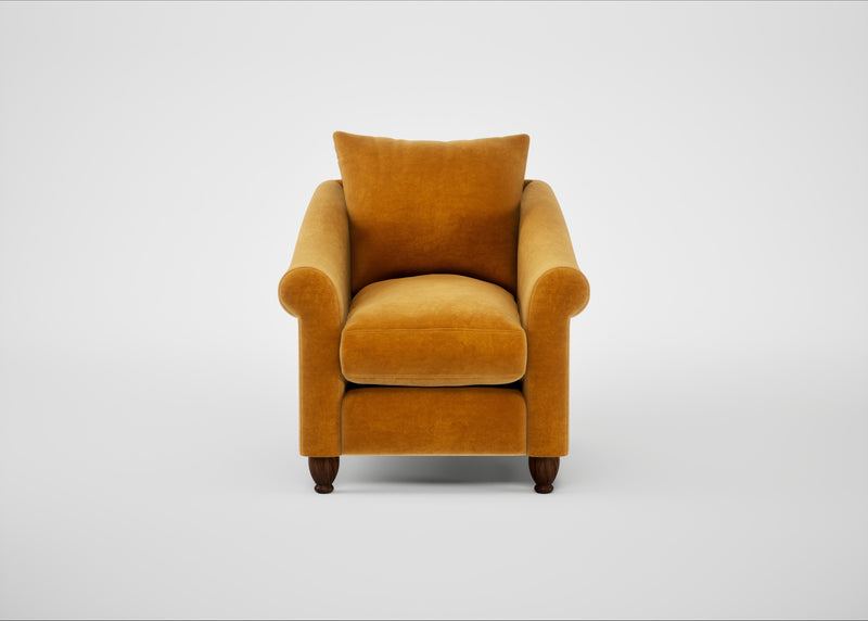 Devon Armchair Smart Luxe Velvet Cognac / Walnut Stained