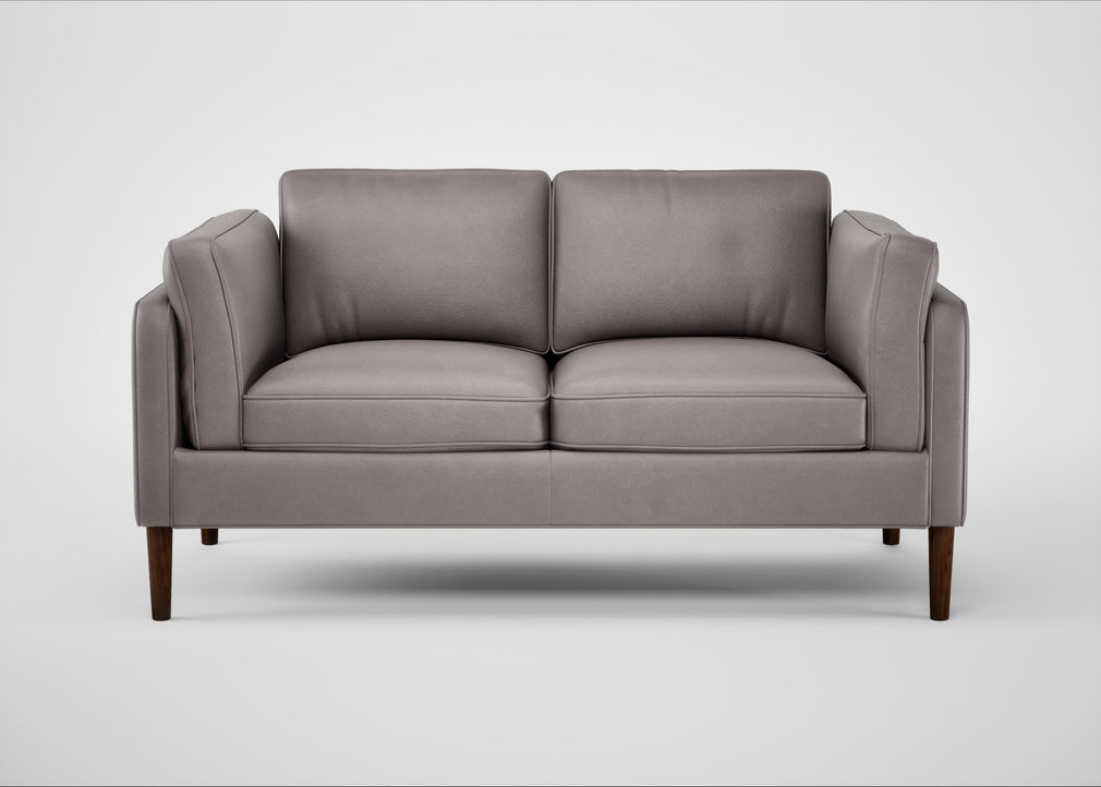 Sonno 2 Seater Sofa Heritage Leather Stone Grey 2060 / Walnut