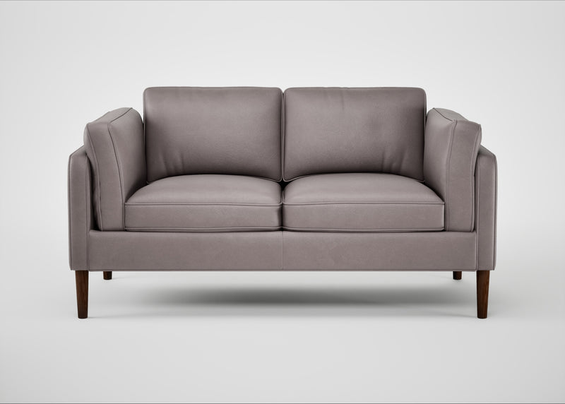 Sonno 2 Seater Sofa Heritage Leather Stone Grey 2060 / Walnut