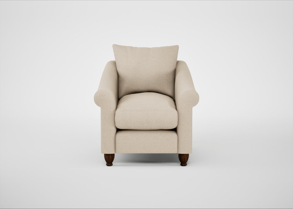 Devon Armchair Brushed Cotton Oat / Walnut Stained