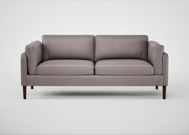 Sonno 3 Seater Sofa Heritage Leather Stone Grey 2060 / Walnut