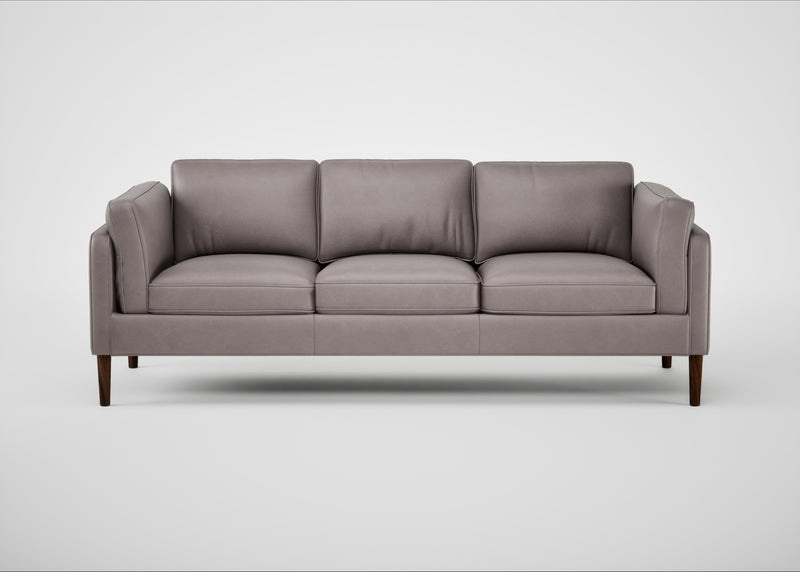 Sonno 4 Seater Sofa Heritage Leather Stone Grey 2060 / Walnut