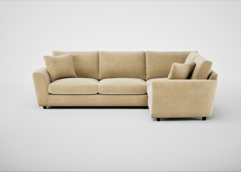 Snooze Right Hand Facing Corner Sofa Smart Luxe Velvet Biscuit