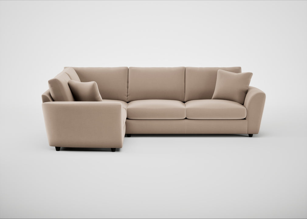 Snooze Left Hand Facing Corner Sofa Smart Velvet Pebble