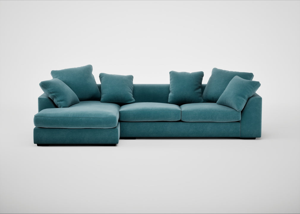 Cumulus Right Hand Facing Corner Sofa Smart Luxe Velvet Airforce Blue