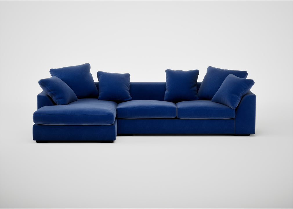 Cumulus Right Hand Facing Corner Sofa Smart Luxe Velvet Azure