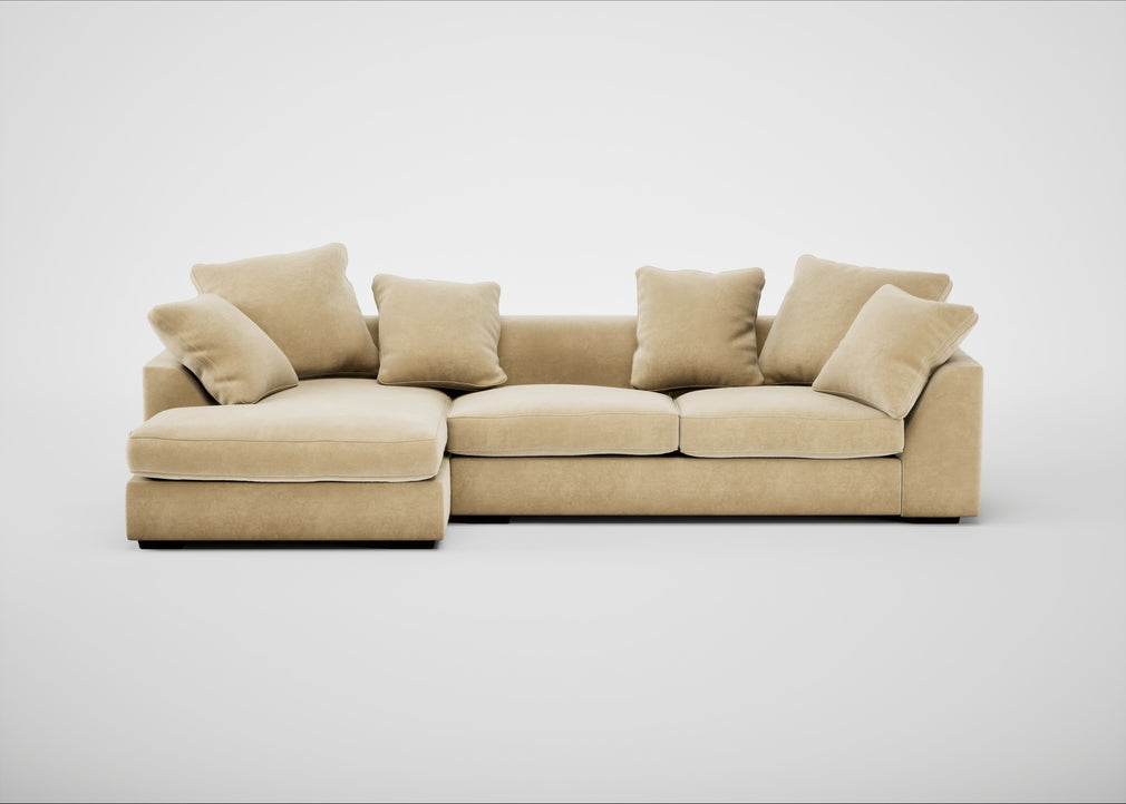 Cumulus Right Hand Facing Corner Sofa Smart Luxe Velvet Biscuit