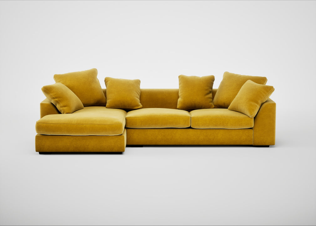 Cumulus Right Hand Facing Corner Sofa Smart Luxe Velvet Canary