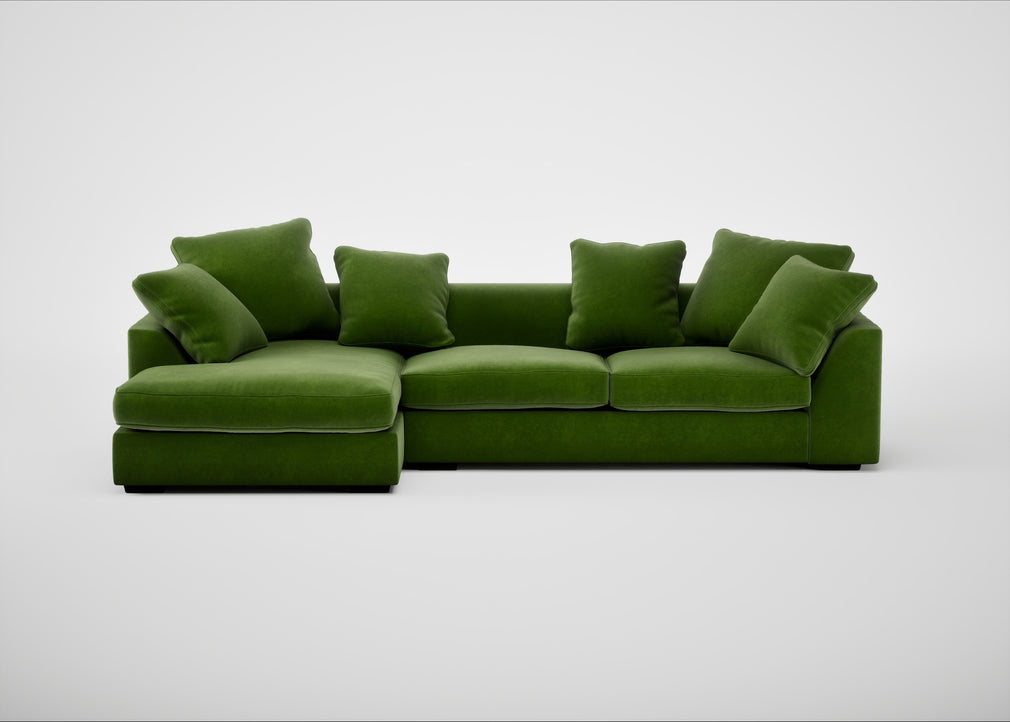 Cumulus Right Hand Facing Corner Sofa Smart Luxe Velvet Grass