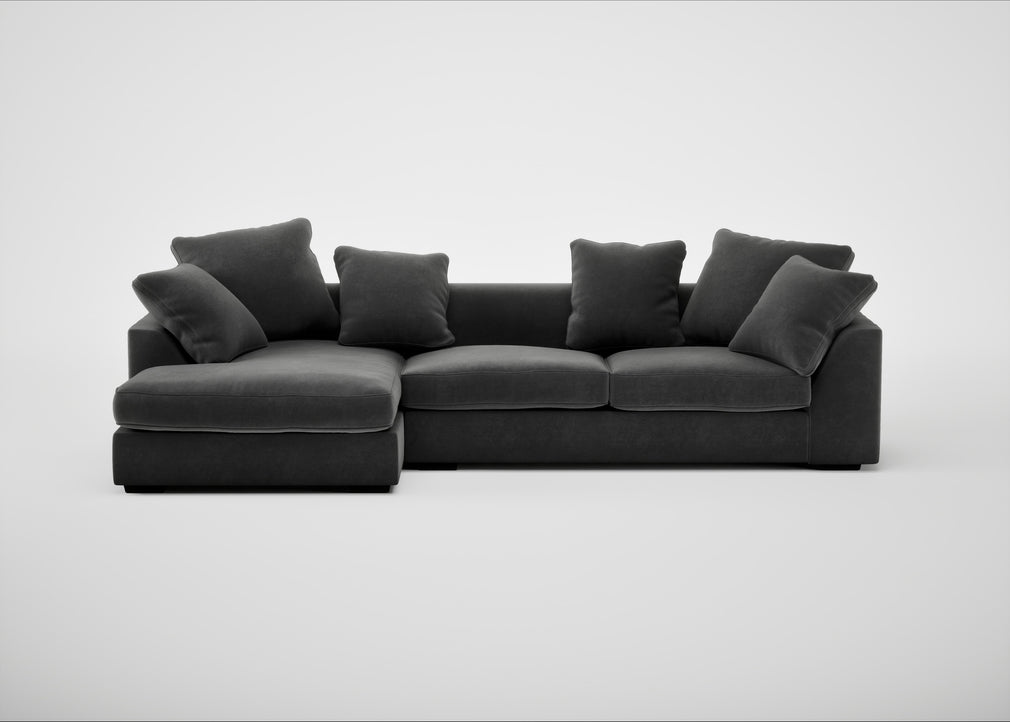 Cumulus Right Hand Facing Corner Sofa Smart Luxe Velvet Nickel