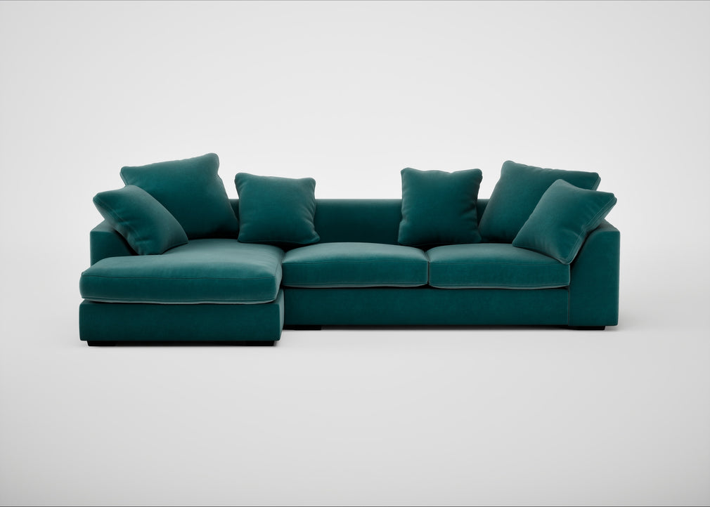 Cumulus Right Hand Facing Corner Sofa Smart Luxe Velvet Ocean Green