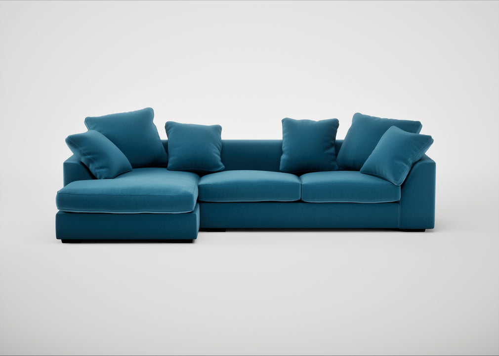 Cumulus Left Hand Facing Corner Sofa Smart Velvet Ocean Blue