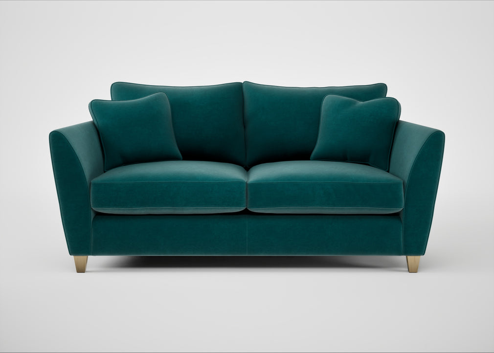 Torino 3 Seater Sofa Smart Luxe Velvet Ocean Green / Natural