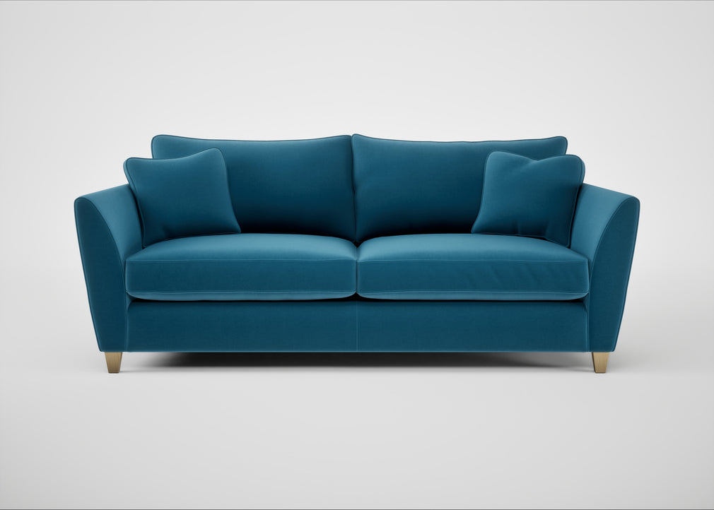 Torino 4 Seater Sofa Smart Velvet Ocean Blue / Natural
