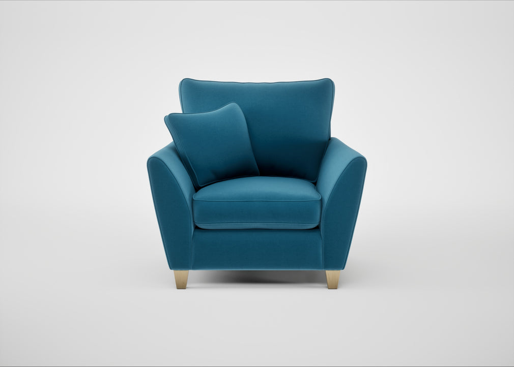 Torino Armchair Smart Velvet Ocean Blue / Natural
