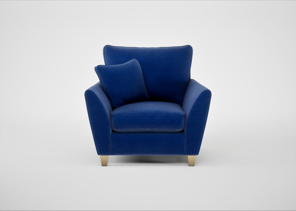 Torino Armchair Smart Luxe Velvet Azure / Natural