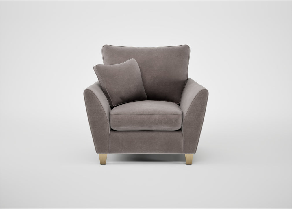 Torino Armchair Smart Luxe Velvet Mushroom / Natural