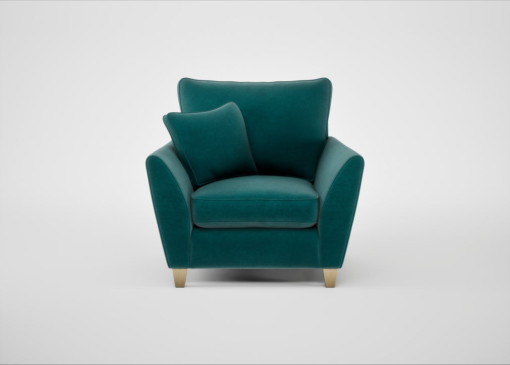 Torino Armchair Smart Luxe Velvet Ocean Green / Natural