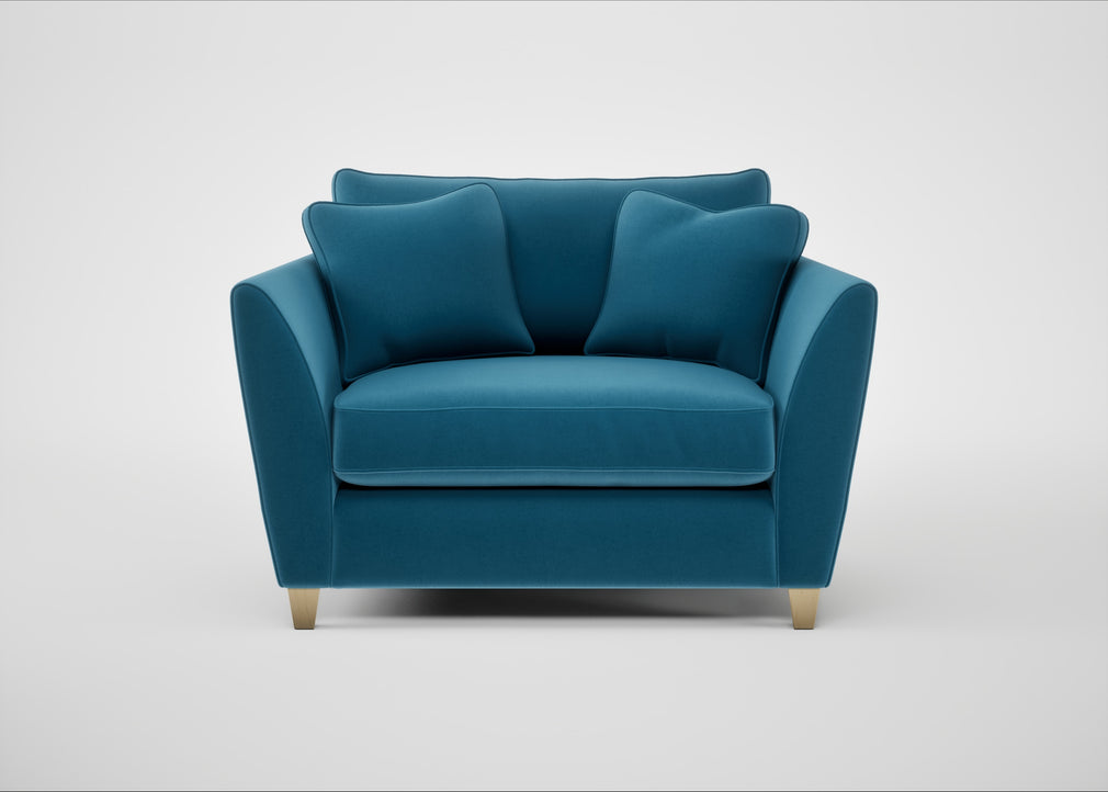 Torino Loveseat Smart Velvet Ocean Blue / Natural