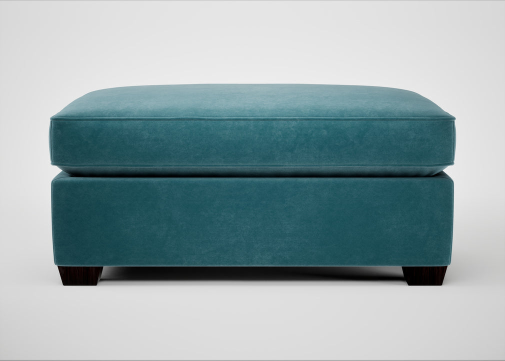 Torino Footstool Smart Luxe Velvet Airforce Blue / Black