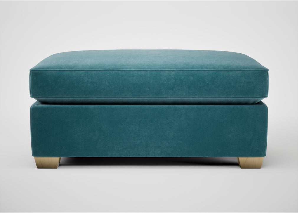 Torino Footstool Smart Luxe Velvet Airforce Blue / Natural