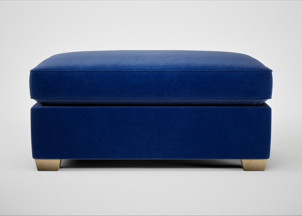 Torino Footstool Smart Luxe Velvet Azure / Natural