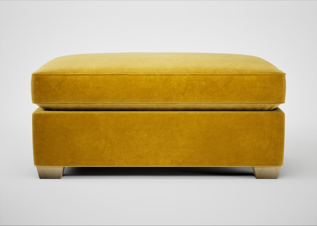 Torino Footstool Smart Luxe Velvet Canary / Natural