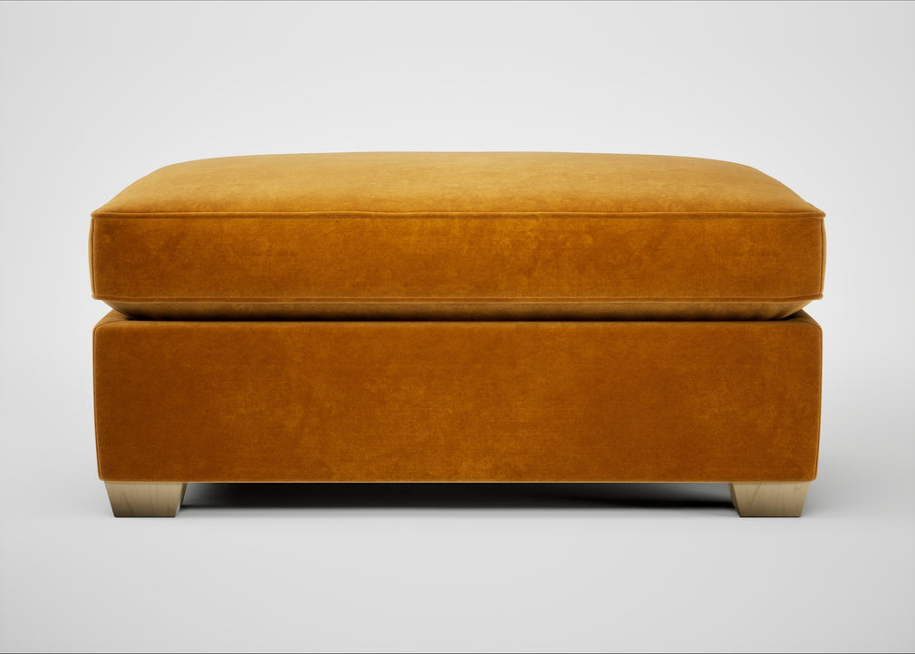 Torino Footstool Smart Luxe Velvet Cognac / Natural