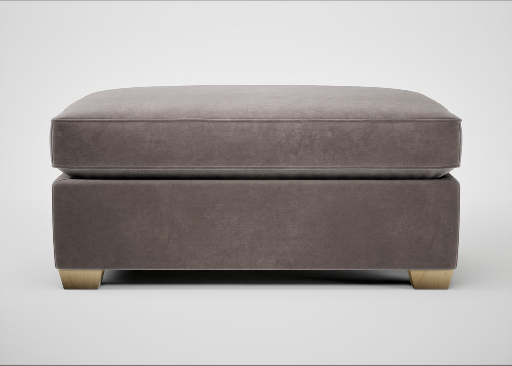 Torino Footstool Smart Luxe Velvet Mushroom / Natural